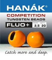 Hanak Tungsten Fluo Orange Slotted Jig Beads 20pc