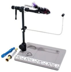Renzetti Clouser Traveler 2300 Vise With Tan Streamer Pedestal Base And Hook Retainer - Black Anodi
