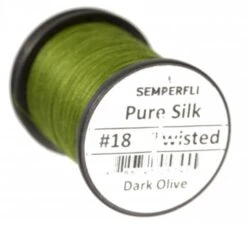 Semperfli Pure Silk Thread 25 Semperfli Pure Silk Thread -Aanbevolen Winkels Voor Visuitrusting Semperfli Pure Silk Thread PURESILK X silk dark olive no 18