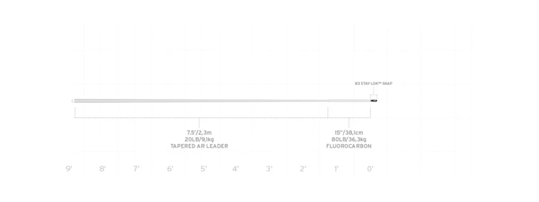 Scientific Anglers Toothy Fish Stealth 7.5ft AR Tapered Leader With 80 Lb Fluoro 4 Scientific Anglers Toothy Fish Stealth 7.5ft AR Tapered Leader With 80 Lb Fluoro - Afbeelding 2